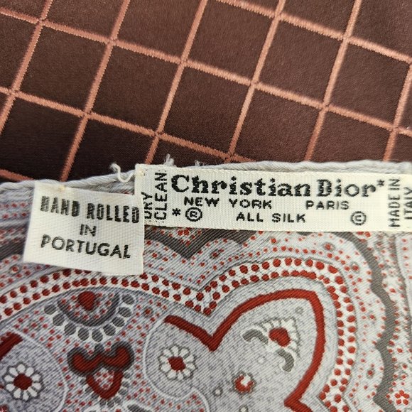 Christian Dior Silk Scarf Hand Made in Italy 18" - Picture 2 of 6